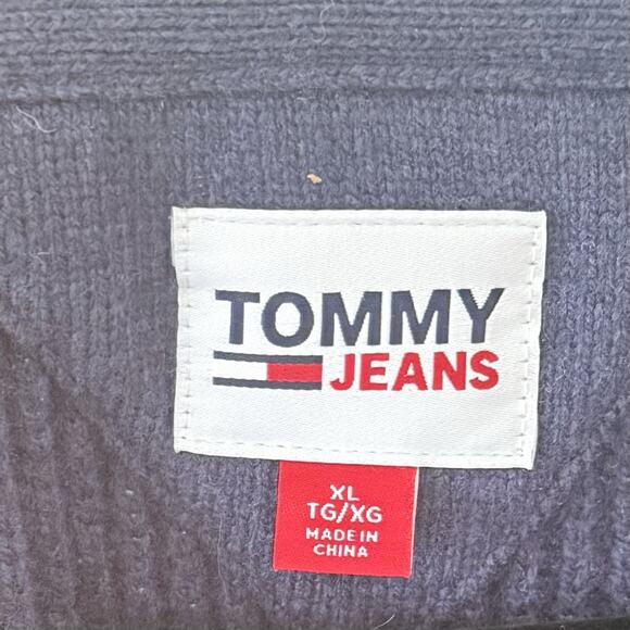 Tommy Jeans Colorblock Cardigan Sweater Men’s XL Wool Blend Red Navy Beige - Picture 4 of 6